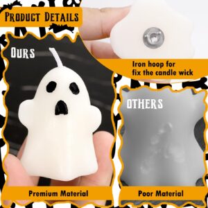 12 PCS Halloween Ghost Candles Spooky Candles White Floating Candles Halloween Decorative Tabletop Candle White Dripless Wax Burning Candles for Halloween Party