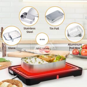 SOHIDA Portable Heated Lunch Box, 12V/24V/110V Conduction Heating Portable Food Warmer for Adults, Mini Portable Microwave 9.06"x6.61"x0.98" with Carry Bag, Easy to Use Car Food Warmer