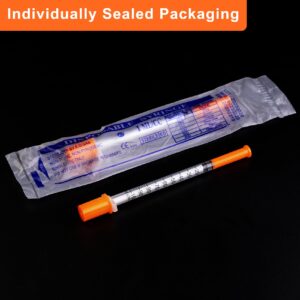 31g 1cc 5/16 Inch-8mm Syringes Compatible U-100 Accurate Measuring for Liquid Individually Sealed Packaging (Pack of 20)