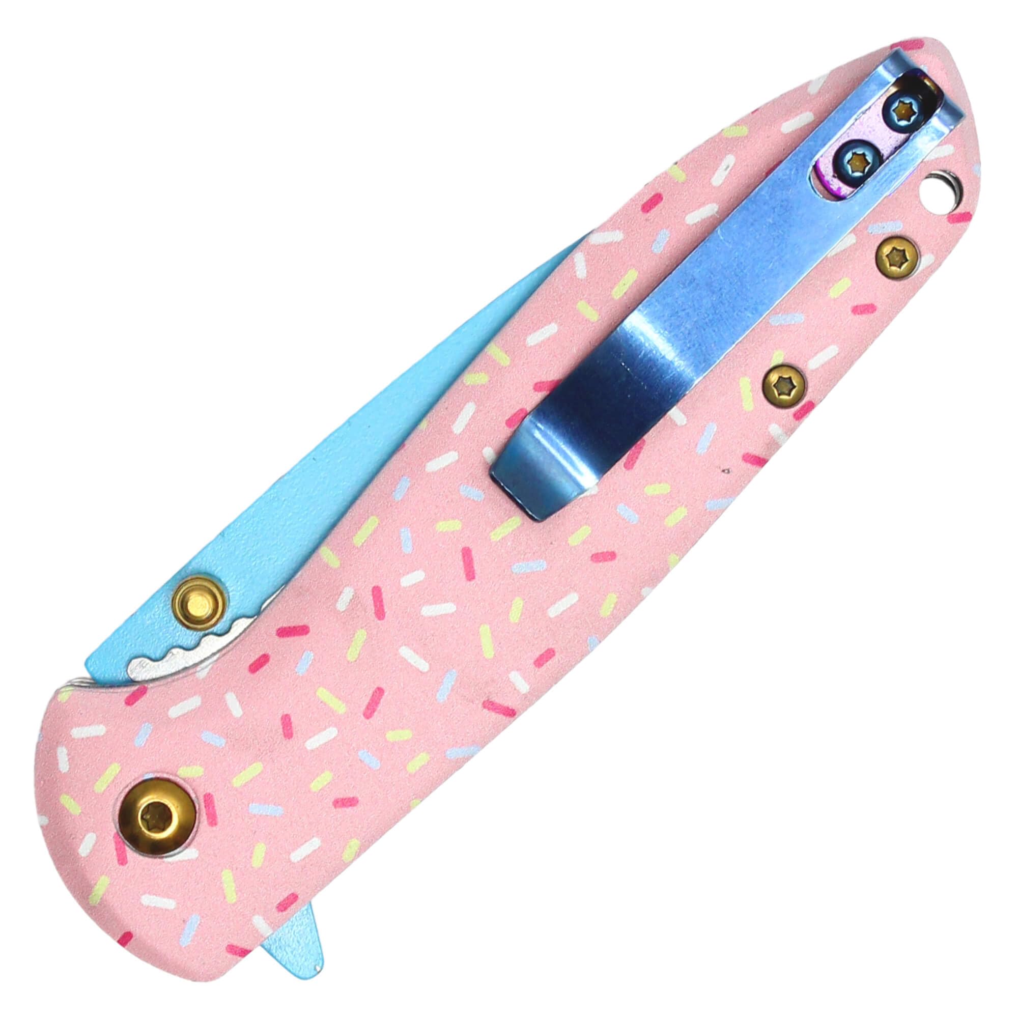 Buckshot Knives 7.5" Overall Sweet Donut Handle Folding Pocket Knife With Sprinkles. (PWT456A)