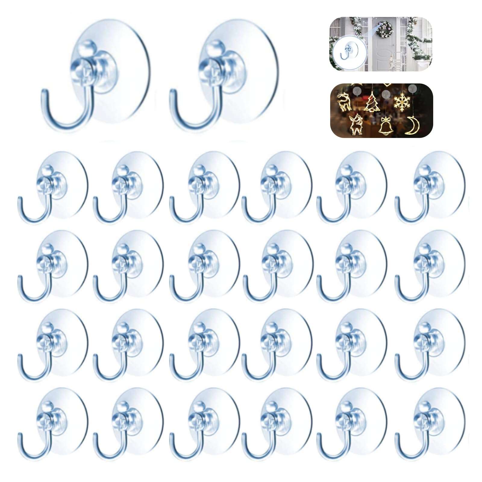 42 Pcs Windows Suction Cup Hooks - 1.5 inch Clear Plastic Sucker Hooks for Glass Window Wall, Utility Hooks Hangers for Christmas Festivals Parties Carnival Decoration Door Bathroom Kitchen (42)