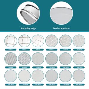 LVDALAB 304 Stainless Steel Mesh Lab Sieve, 325 Mesh (0.045mm) Aperture Test Sieve, 7.9Inch(20cm) Diameter Economy Standard Analysis Sample Test Sieves for Industrial Laboratory Homes