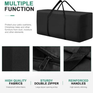 177 Gallon Outdoor Cushion Storage Bag 68 inch Extra Large Patio Furniture Cushion Storage Bag Waterproof Garden Cushion Storage Covers with Zipper and Handles Black (1 Pack, 68"L x 30"W x 20"H)