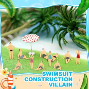 Namalu 50 Pcs 1: 75 Ho Scale Miniature People Figures Beach Swimsuits Figurines Standing Painted Mini People Set Miniature Doll House Accessories Beach Cake Decor for Pool Beach Party Favors