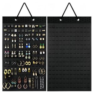 hanging earring holder organiser, brooch pin display board with 150 slots for up to 300 pairs of earrings/pins, stud earring organisers and storage earring holder organizer wall