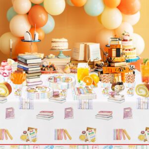 YJRJSC Book Themed Party Decorations Tablecloth - Disposable Books Book Club Birthday Party Supplies Tablecover, Book Library Reading Theme Baby Shower Decorations Table Cloth - 3 Pcs(54in x 108in)