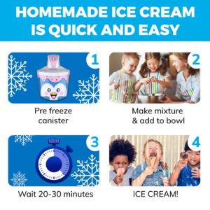 Ice Cream Maker Machine for Kids – 1.2 Quart Penguin Electric Ice Cream Makers, Best Countertop Machine for Homemade Ice Cream, soft serve, Sorbet, Gelato, Frozen Yogurt – Fun & Easy for Families