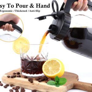 Cold Brew Coffee Maker Half Gallon 2 Set Glass Mason Jar Pitcher With Spout Lid Filter 2 Quart Wide Mouth Iced Tea Brewing Jug Heavy Duty Handle Airtight & Leak-Proof Pitcher For Fridge Sun Tea 64 OZ