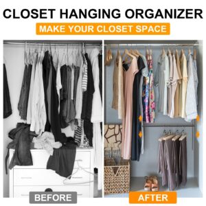 Closet Hanging Rod, 48in Wide Extension Closet Hanging Organizer，6 Height Adjustable Hanging Closet Rods, Space Saving Heavy Duty Closet Rod for Hanging clothes and Towel, Black