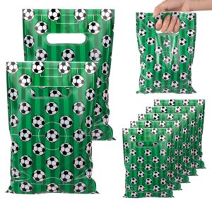 peutier 50pcs soccer gift bags, plastic soccer party bags soccer snack candy goody goodie treat present bags soccer party favor bags for team kids teens games sports events supplies (green)