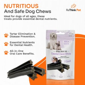 ReThink Pet 7 Pcs Premium Dental Sticks, Dog Teeth Cleaning Chews, Dental Chews Refreshes Dog Breath Dental Treats for Dogs, Dog Teeth Cleaning Treats, Dental Care for Small Dogs, Dental Chews