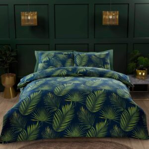 Tropical Palm Leaves Twin Duvet Cover Jungle Twin Size Bedding Set with Zipper Closure, Comforter Cover 68"x90" with 4 Corner Ties and 2 Pillow Cover 20"x26" - Soft Non Iron for All Seasons