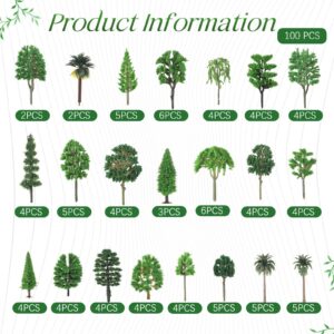 Lineshading 100 Pcs Mixed Model Trees Green Train Scenery Landscape Pine Miniature Diorama Trees for Train Crafts Village Dollhouse Garden Scenery Accessories DIY Road Architecture Building