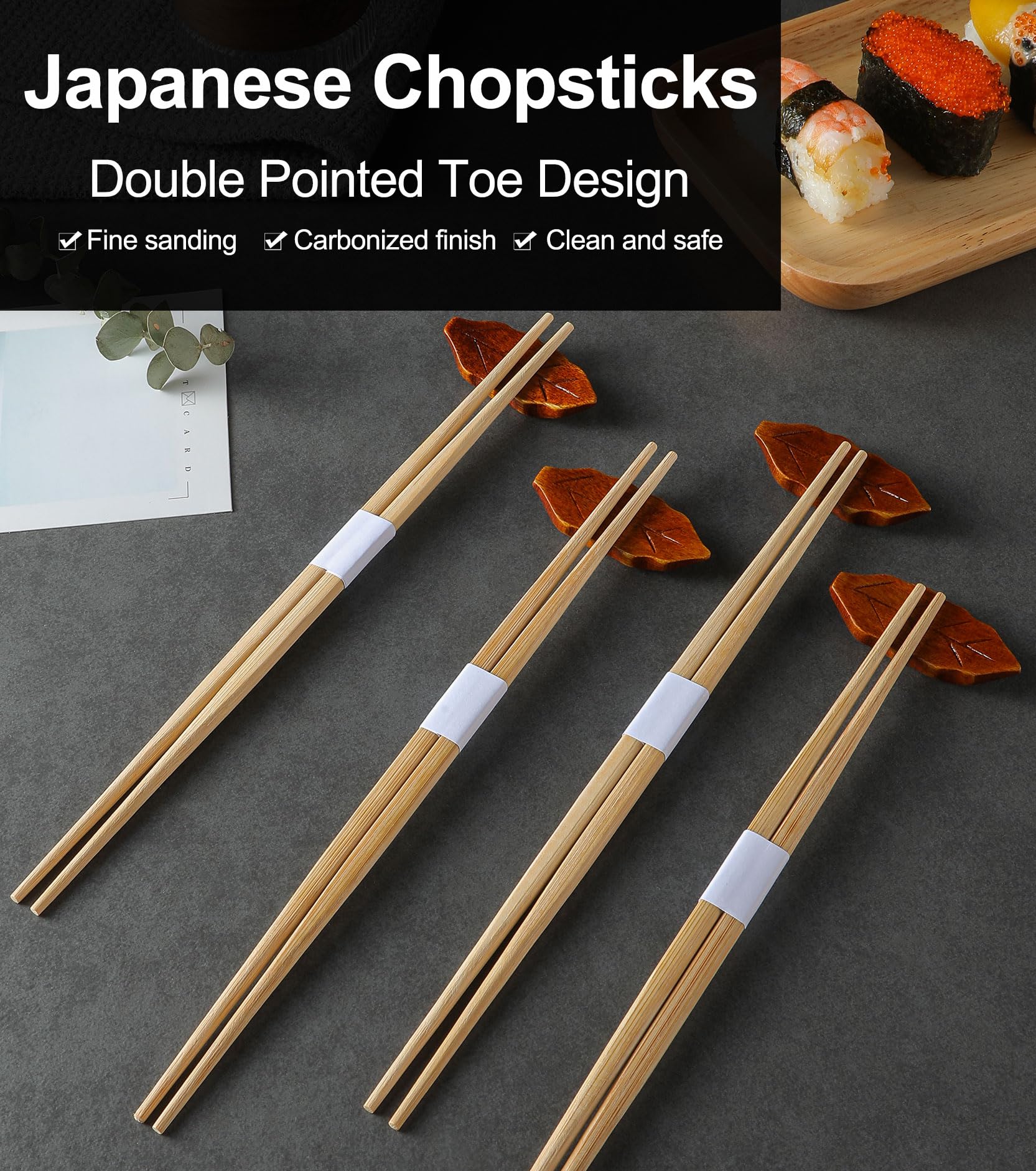 LOROTOCO 100Pairs Bamboo Chopsticks Disposable | Japanese | Sushi | Separated | Non Slip | Pointed Chopsticks-（9.45in）