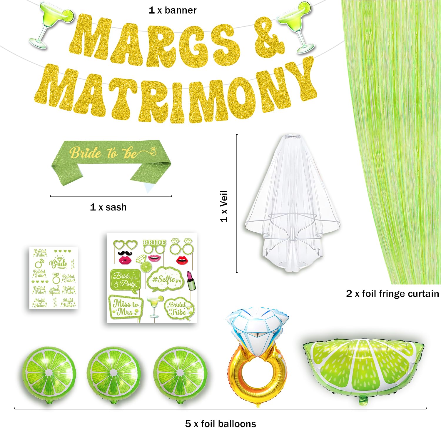 Margs And Matrimony Bachelorette, 65 Pcs Margs And Matrimony Decorations, Margarita Bachelorette Party Supplies, Mexican Fiesta Wedding Bridal Shower Party