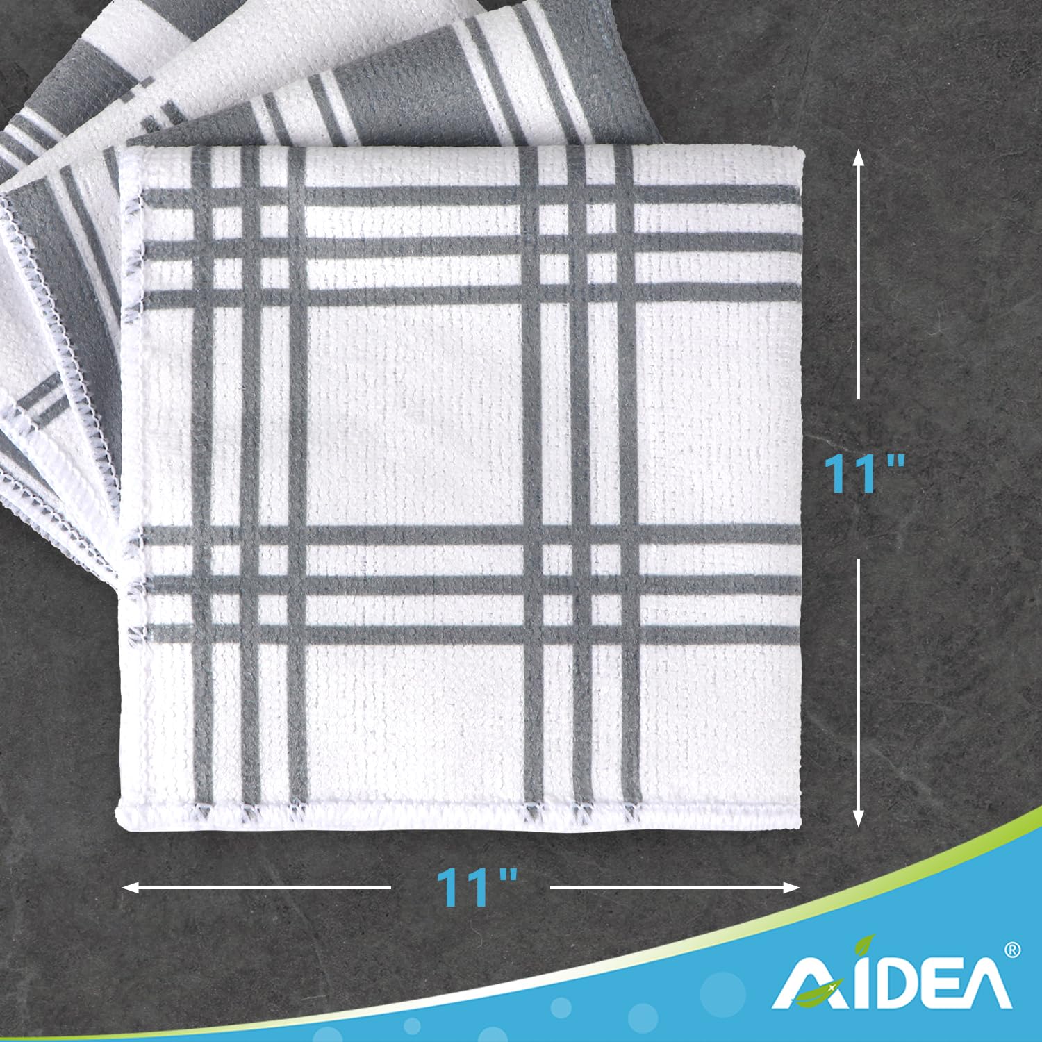 AIDEA Kitchen Towels, Absorbent Dish Towels for Kitchen, Soft Dish Cloth for Home, Multi-Purpose DishCloths for Household Cleaning and Drying, 11” x 11”, 8 Pack