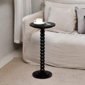 SwallowLiving 12" x 25" Wooden Round Pedestal Cocktail Drink Table for Small Spaces, Black