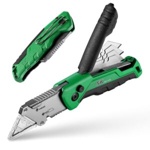 sk folding utility knife with additional wire cutter, quick change box cutter, blade storage in handle, extra 4 sk2m blades included