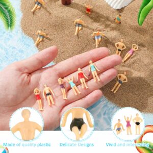 Namalu 50 Pcs 1: 75 Ho Scale Miniature People Figures Beach Swimsuits Figurines Standing Painted Mini People Set Miniature Doll House Accessories Beach Cake Decor for Pool Beach Party Favors