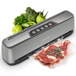 vacuum sealer machine, ultra compact & fully automatic with built-in cutter, 85kpa high-performance food vacuum sealer, dry & moist modes, 12-inch enhanced seal strip, includes 15 bags & suction hose