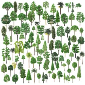 lineshading 100 pcs mixed model trees green train scenery landscape pine miniature diorama trees for train crafts village dollhouse garden scenery accessories diy road architecture building