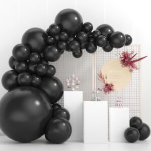 WXCSXINU 125Pcs Black Balloons Arch Kit with 5 Sizes 36" 18" 12" 10" 5", Including Giant Balloon, Arch Kit, Ribbon - Perfect for Birthday party, Wedding, Baby Shower & Event Decorations