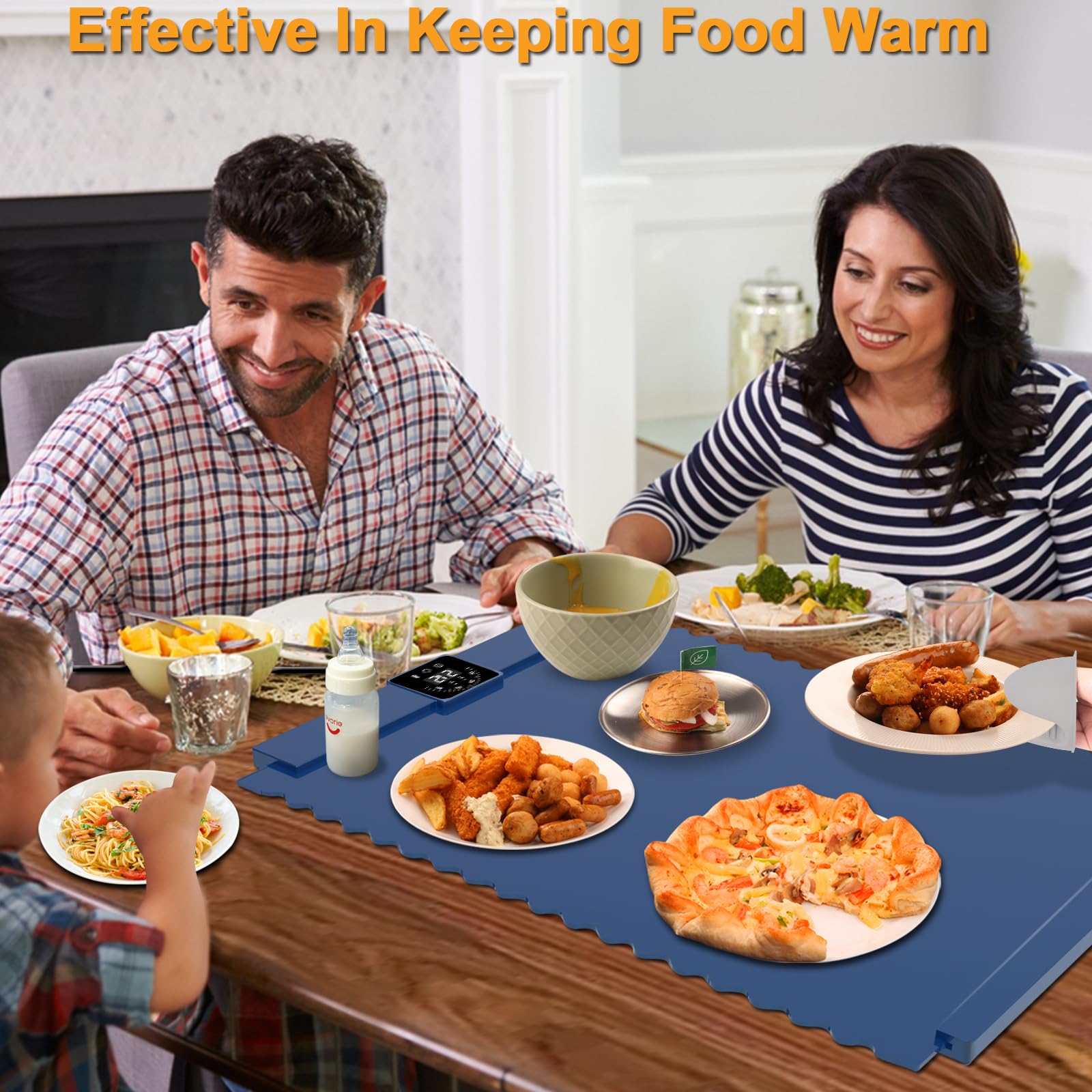 TMKEFFC Warming Mat for Food,26"x15.3" Food Warming Mat,Food Heating Mat with Child Lock,℉ Display,Warming Tray for Buffets Party,5 Level Adjustable Temperature,Anti Scald Gloves,Everyday Use