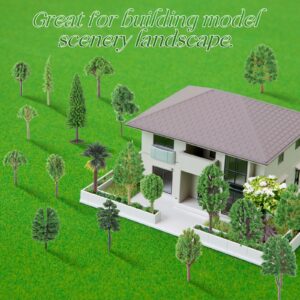 Lineshading 100 Pcs Mixed Model Trees Green Train Scenery Landscape Pine Miniature Diorama Trees for Train Crafts Village Dollhouse Garden Scenery Accessories DIY Road Architecture Building