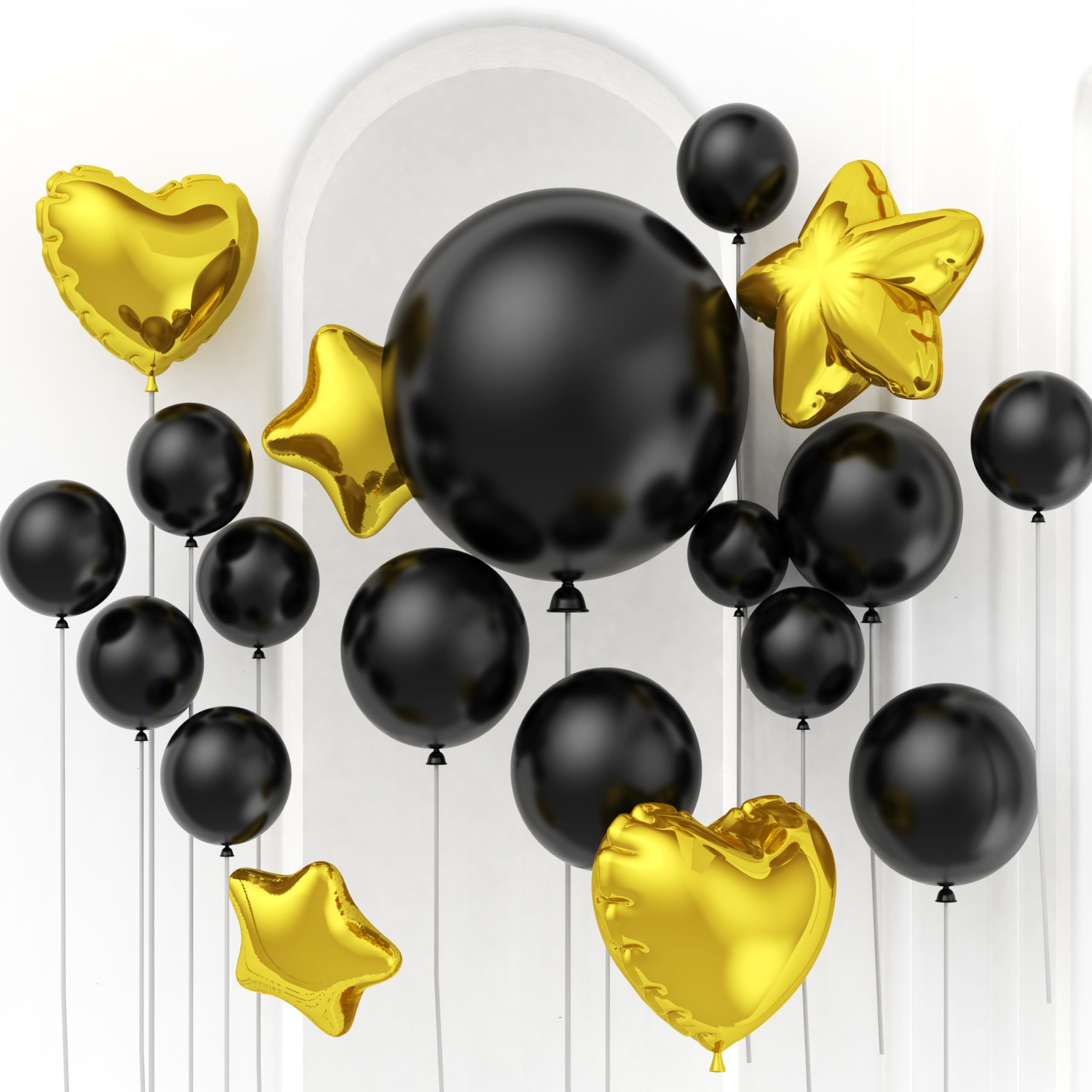 WXCSXINU 125Pcs Black Balloons Arch Kit with 5 Sizes 36" 18" 12" 10" 5", Including Giant Balloon, Arch Kit, Ribbon - Perfect for Birthday party, Wedding, Baby Shower & Event Decorations