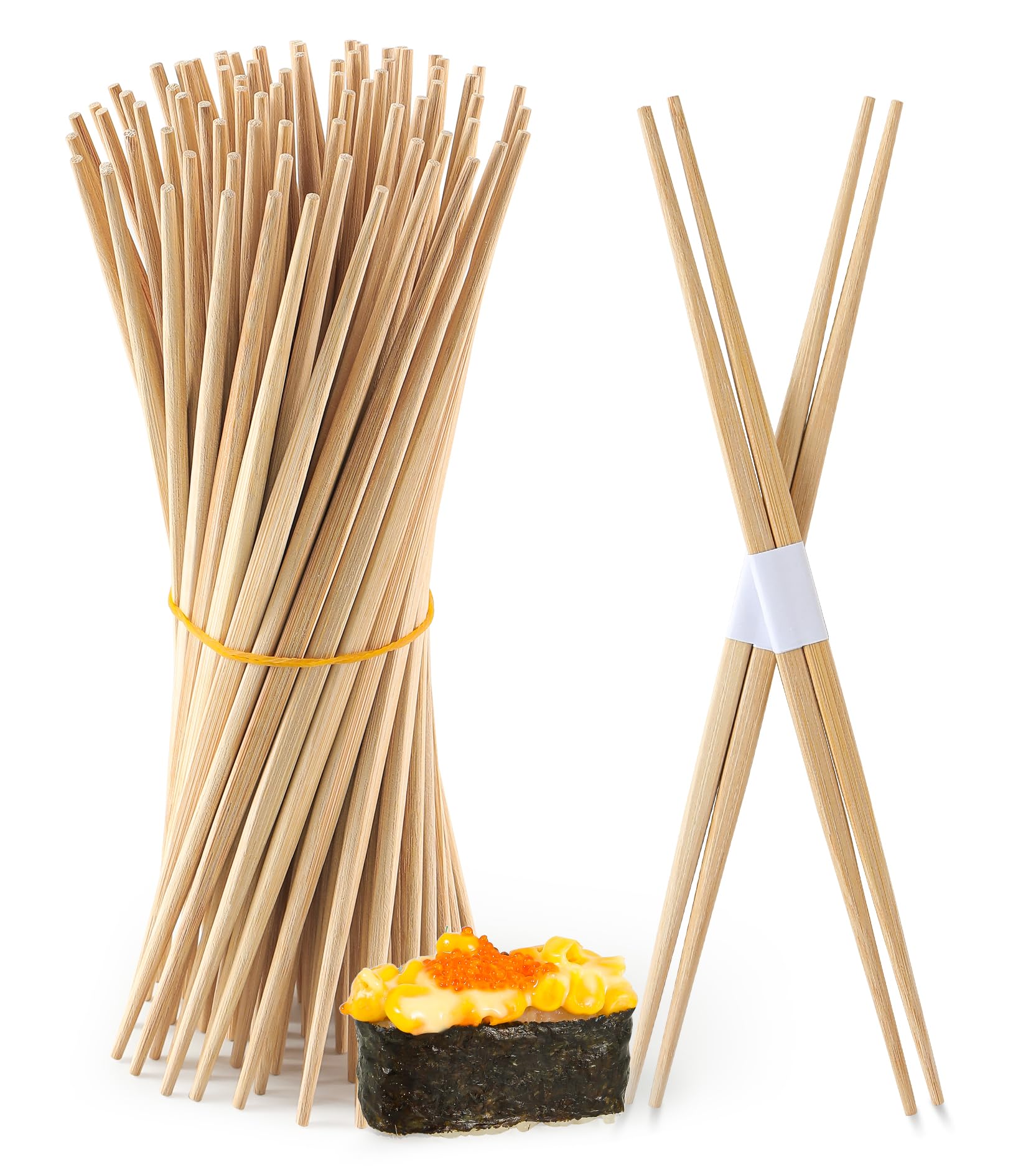 LOROTOCO 100Pairs Bamboo Chopsticks Disposable | Japanese | Sushi | Separated | Non Slip | Pointed Chopsticks-（9.45in）