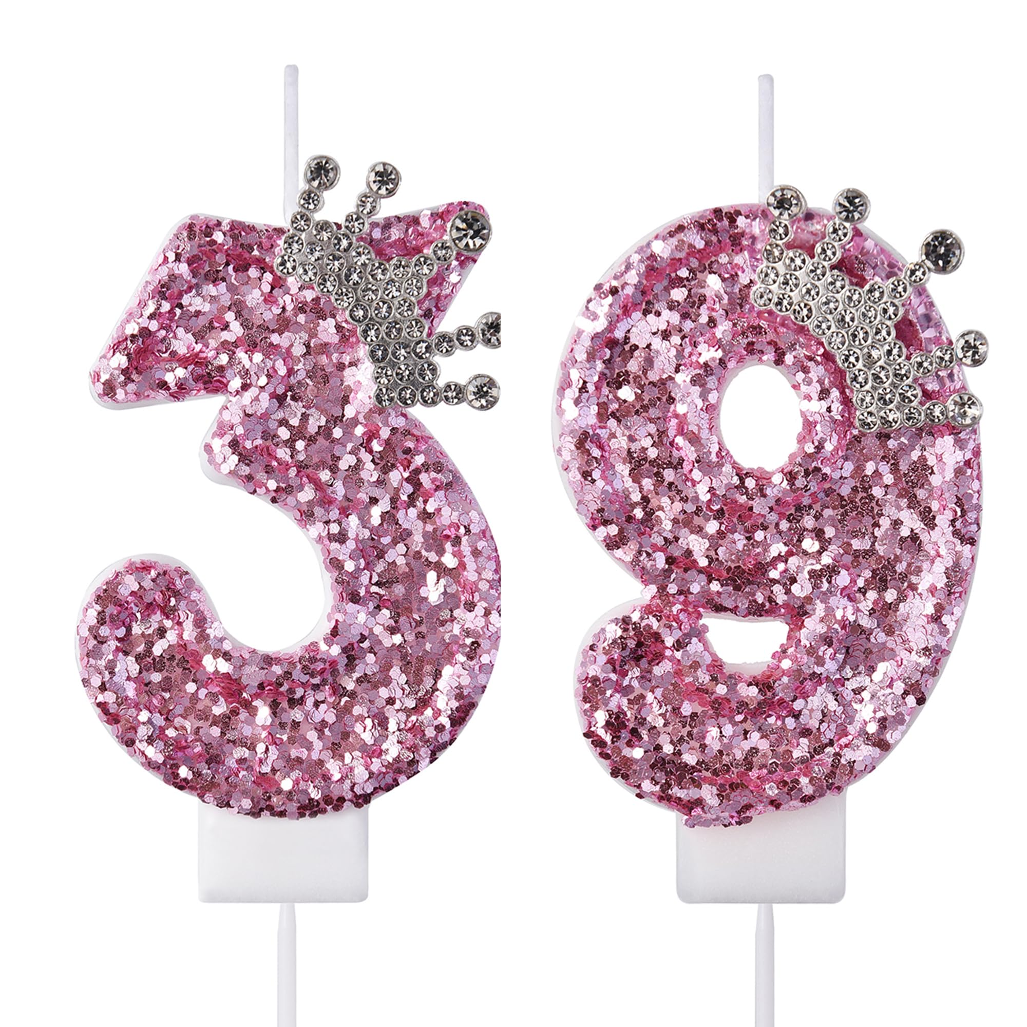 VSHILI 39 93 Birthday Candles, 39th 93rd Cake Candles, Pink Birthday Number 39 93 Candles Cake Topper Decorations for Party Men Women