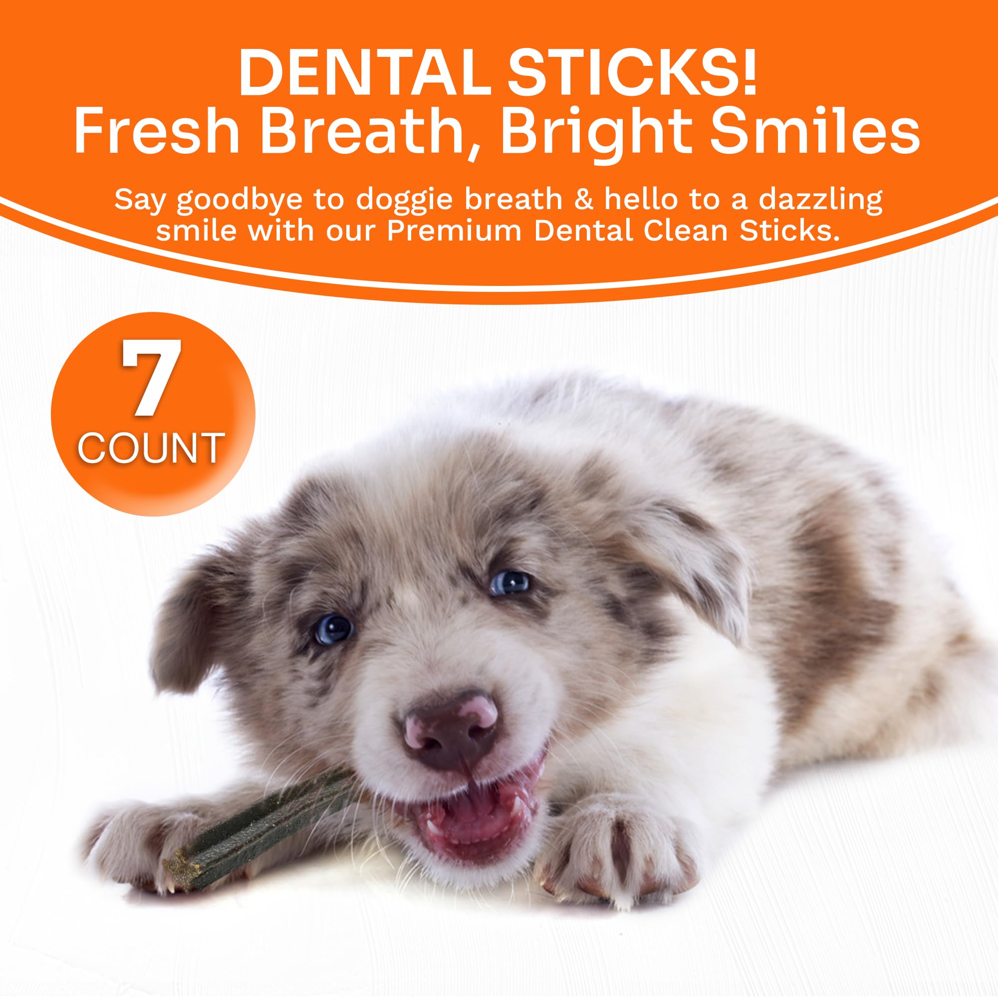 ReThink Pet 7 Pcs Premium Dental Sticks, Dog Teeth Cleaning Chews, Dental Chews Refreshes Dog Breath Dental Treats for Dogs, Dog Teeth Cleaning Treats, Dental Care for Small Dogs, Dental Chews