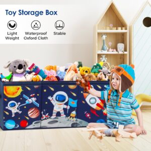 Large Toy Box Chest Organizer with Flip Lid for Kids, Collapsible Oxford Toy Storage Box with Handles for Boys Girls, Sturdy Waterproof Storage Organizer for Bedroom Playroom Nursery, 37.7×12.5×15.7''