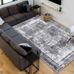 hudson comfort 6x8 area rug – faux cashmere living room area rug – machine washable area rugs with anti-slip tpr back – super soft 6mm pile height area rug – pet-friendly area rugs for bedroom - grey