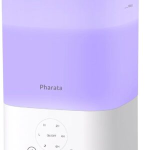 Pharata Humidifiers for Bedroom Baby, 3.5L Top Fill Air Humidifiers for Home, Ultrasonic Cool Mist Humidifiers for Large Room Indoor Plants Nursery, Night Light, White