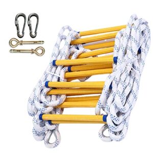 wsyzhl rope ladder, emergency fire escape ladder for kids and adults 2-5 story homes multi-purpose flame resistant with carabiners/10m/33ft