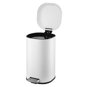 takywep 8 gallon bathroom step trash can, 30-liter square foot pedal garbage can with soft-close lid for kitchen, without inner bucket, white