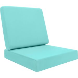 topotdor outdoor deep seat cushion set,waterproof outdoor chair cushions and back cushion for patio furniture with fade resistant removable cover with adjustable straps,24"x24"x4" teal