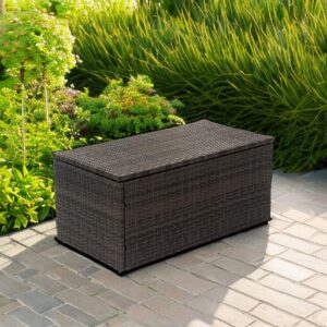 D&F Design Jackson Indoor & Outdoor PE Wicker Coffee Table with Storage, Patio Resin Rattan for Furniture Covers, Pillow, Toys and Gardening Tools Grey (Brownish Grey)