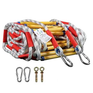 emergency fire ladder flame resistant safety rope escape ladder for fast to deploy in fire, kids climbing obstacle ladder weight capacity up to 900 pounds/32ft/10m