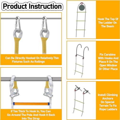 Fire Escape Ladder, 16.4ft Emergency Fire Escape Rope Ladder, Emergency Fire Escape Rope Ladder, Resin Aerial Worker for Outdoor Rescue Training,40m/131.2ft