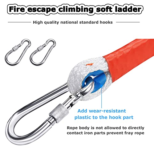 Emergency Fire Ladder Flame Resistant Safety Rope Escape Ladder for Fast to Deploy in Fire, Kids Climbing Obstacle Ladder Weight Capacity up to 900 Pounds/32Ft/10M