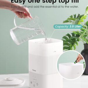 Pharata Humidifiers for Bedroom Baby, 3.5L Top Fill Air Humidifiers for Home, Ultrasonic Cool Mist Humidifiers for Large Room Indoor Plants Nursery, Night Light, White