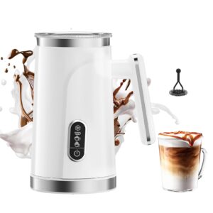 biolomix electric milk frother 4 in 1 automatic hot and cold milk frother warmer for milk latte foam maker hot chocolates cappuccino (white)