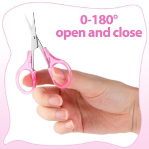 2 Pack Small Sewing Scissors Stainless Steel Crafting Scissors Pointed Scissors with Cover, Precision Portable Scissors for Embroidery Quilting Sewing Knitting Crafting (Blue+ Pink)