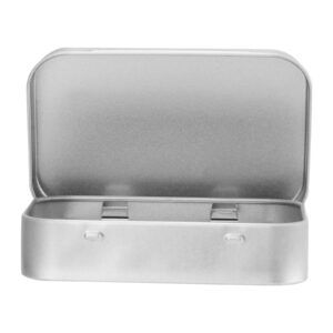 SHEUTSAN 80pcs 3.7 x 2.4 x 0.8 Inch Silver Rectangular Hinged Tin, Empty Tins With Hinged Lids, Metal Hinged Box Container for Small Items, Candies