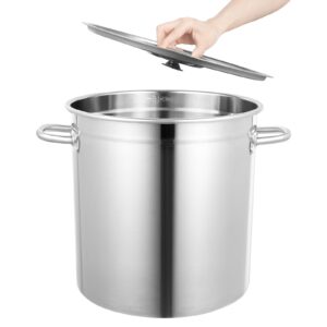 hetepptr commercial grade stockpot 30 quart 35l polished heavy duty 201 stainless steel cooking stock pot with lid for cook, heat