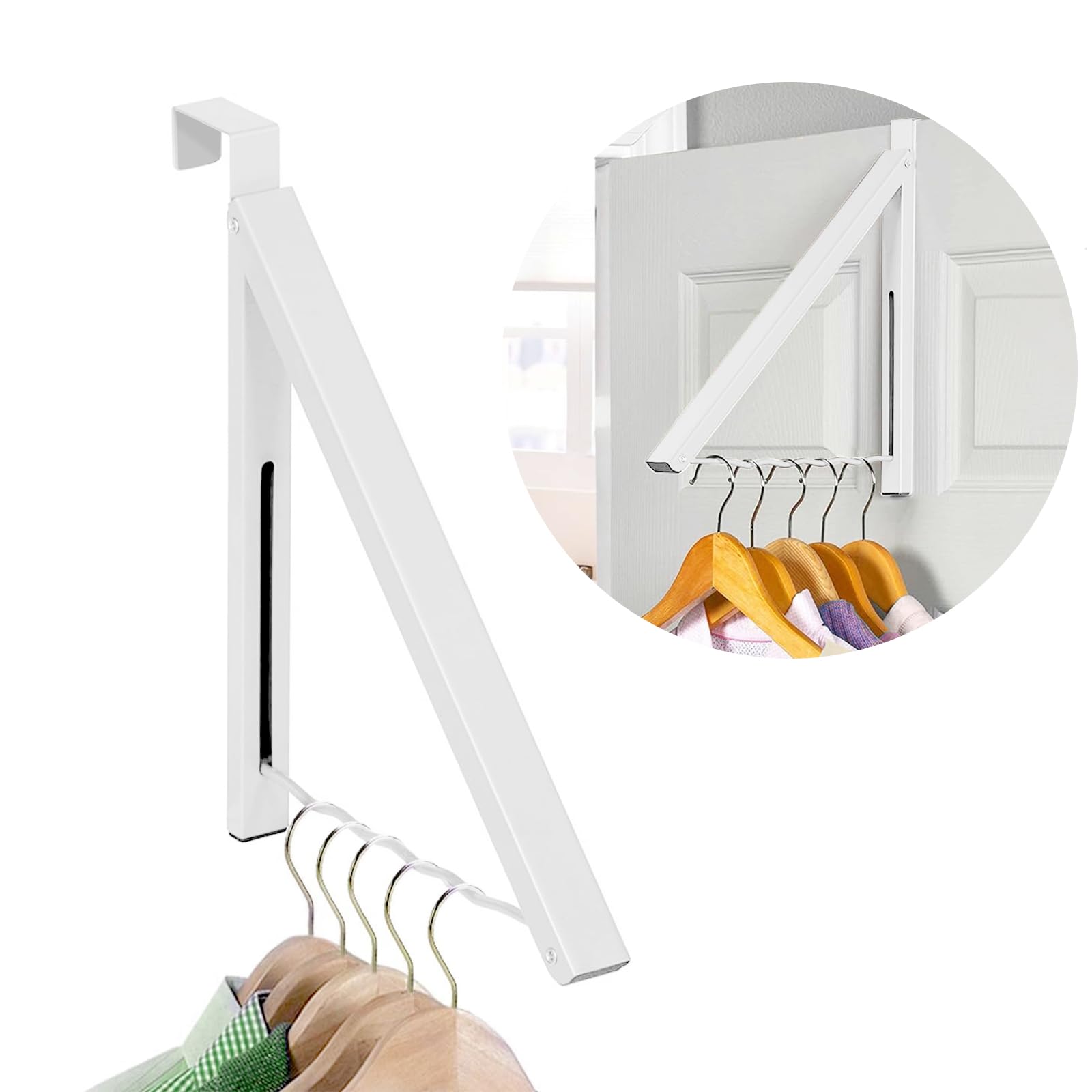 NEEGLEN Foldable Over Door Hanger - Over The Door Clothes Drying Rack - Space-Saving Over Door Organizer for Travel Bathrooms,Dorm Rooms Coat Towel Rack-1Pack