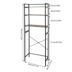 Bathroom Storage Shelf,3-Tier Height Adjustable Washing Machine Storage Rack,Freestanding Storage Rack,Over Dryer Towel Racks,Multifunctional Bathroom Rack,for Bedroom Balcony Kitchens,Black,Oak