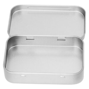 SHEUTSAN 80pcs 3.7 x 2.4 x 0.8 Inch Silver Rectangular Hinged Tin, Empty Tins With Hinged Lids, Metal Hinged Box Container for Small Items, Candies